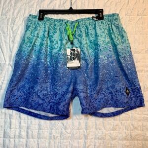 Spicy Tuna Mens Swim Trunks XXL Blue Ombre Splash Board Shorts SW8552 NWT